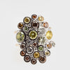 Assymetric Ring With Color Diamonds