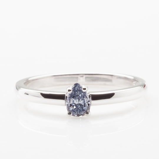Blue Pear Diamond Ring