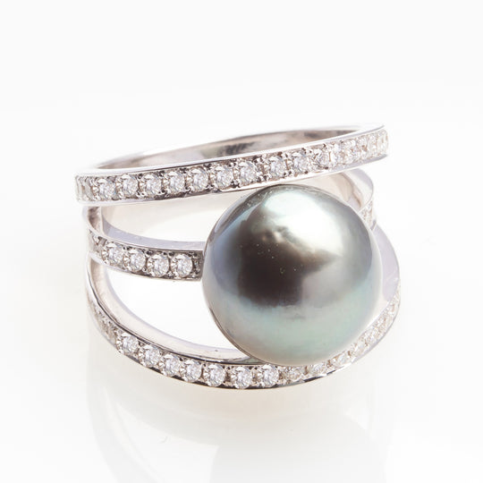 Tahiti Pearl and Diamond Ring