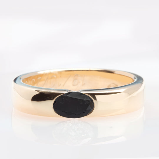 Oval Cut Black Diamond Wedding Band