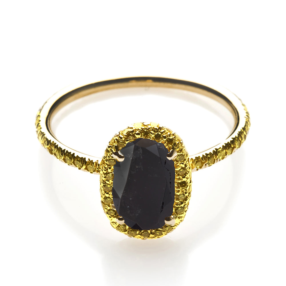 Black and Yellow Diamond Engagement Ring