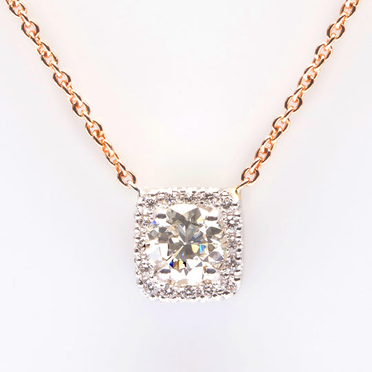 White Diamond with White Halo Pendant