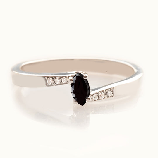 Black Marquise Diamond Engagement Ring