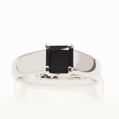 Solitaire Princess Cut Black Diamond Engagement Ring