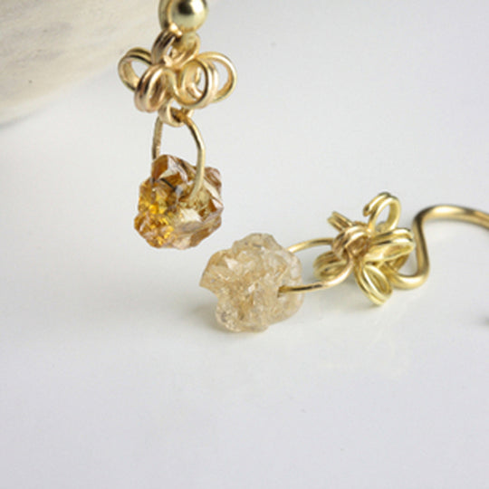Yellow Rough Diamonds Earrings