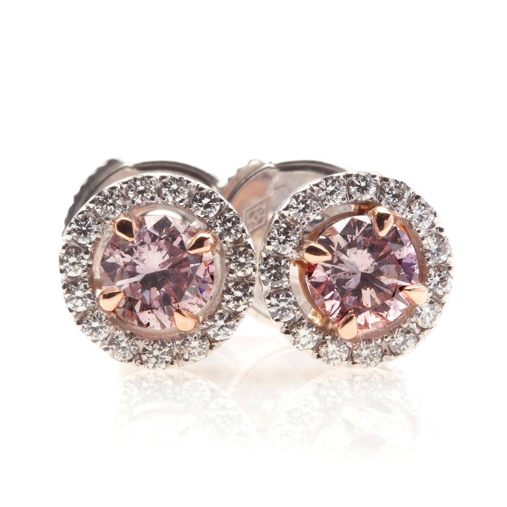 Pink Diamond Earrings with Halo
