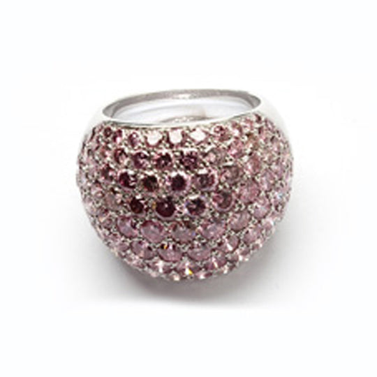 Deep Pink Diamonds Pave-Set Ring