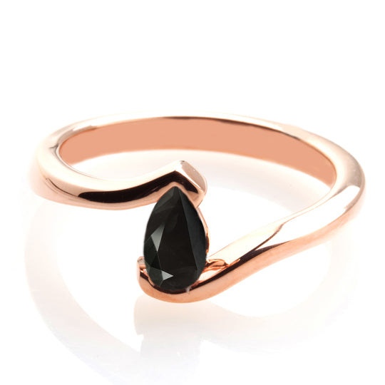 Pear Shape Black Diamond Engagement Ring