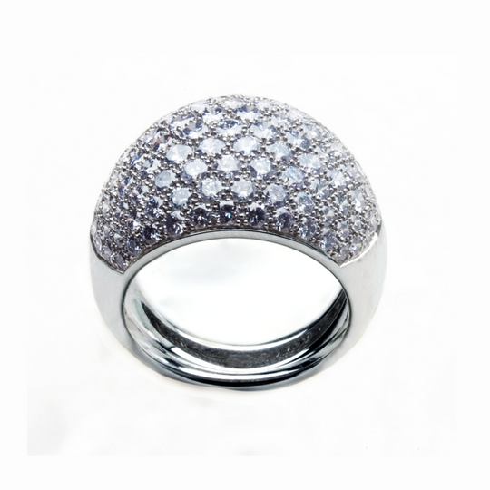 Pave Diamond Ring With Rare Blue Diamonds