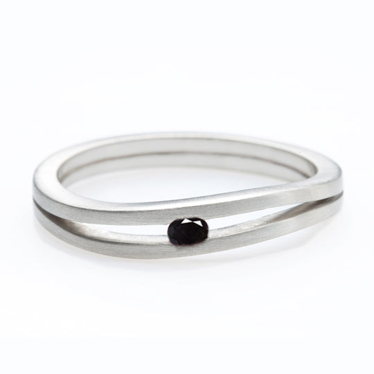 Black Diamond Ring with Tension Setting