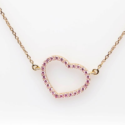 Heart Shaped Pendant with Pink Diamonds