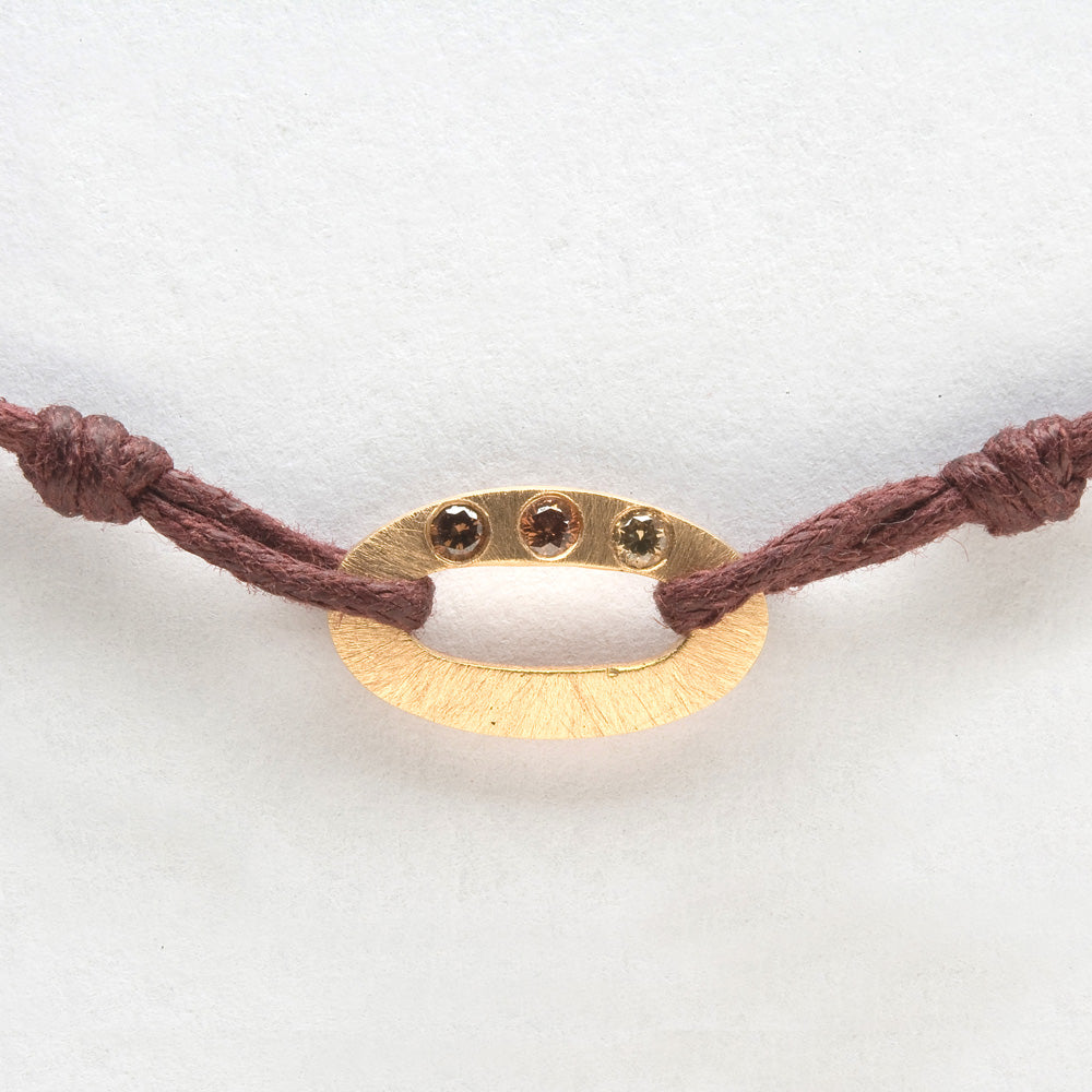Brown and Golden Friendship Bracelet with Diamonds