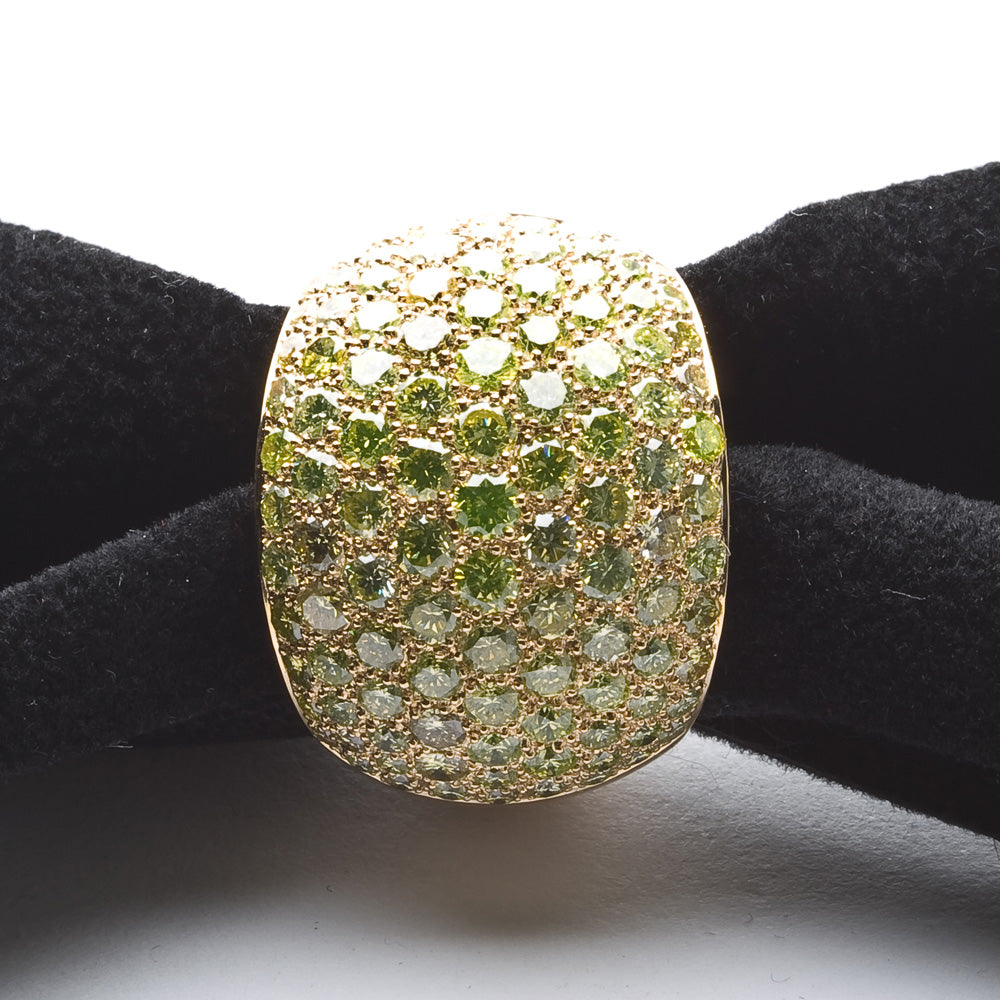 Lime Green Diamonds Pave-Set Ring