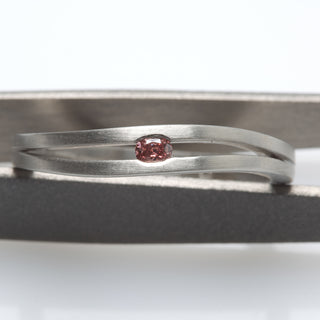 White Gold Engagement Ring Set with a Burgundy Diamond