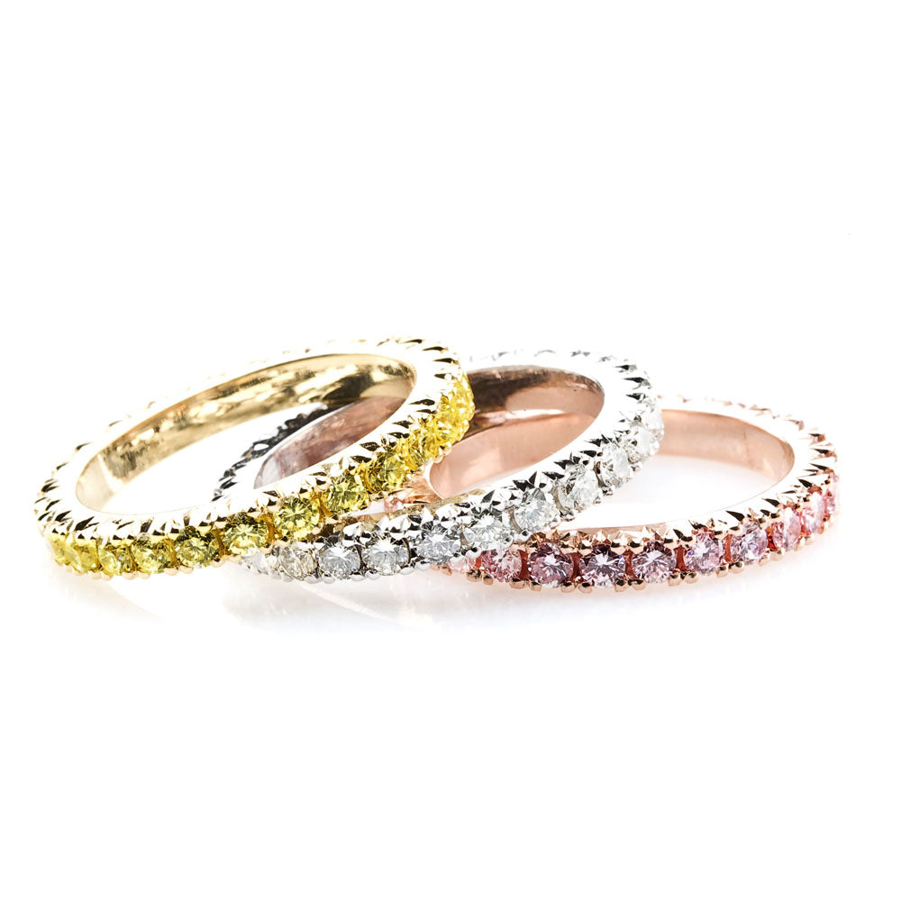 Colored Diamond Eternity Rings Set