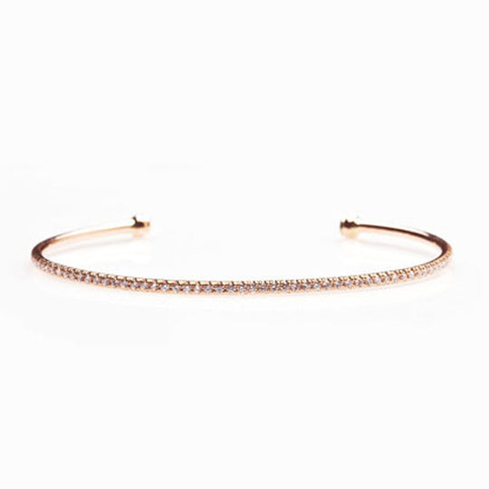 Pink Gold Cuff Bracelet with White Diamonds