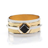 Multicolored Gold Men's Ring With a Radiant Black Diamond