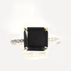 Black Diamond Engagement Ring With a White Diamond Melee Half Shank