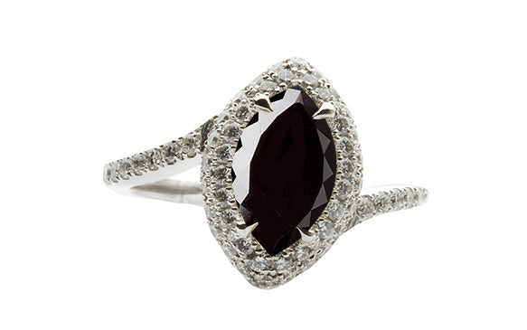 Marquise Black Diamond Engagement Ring