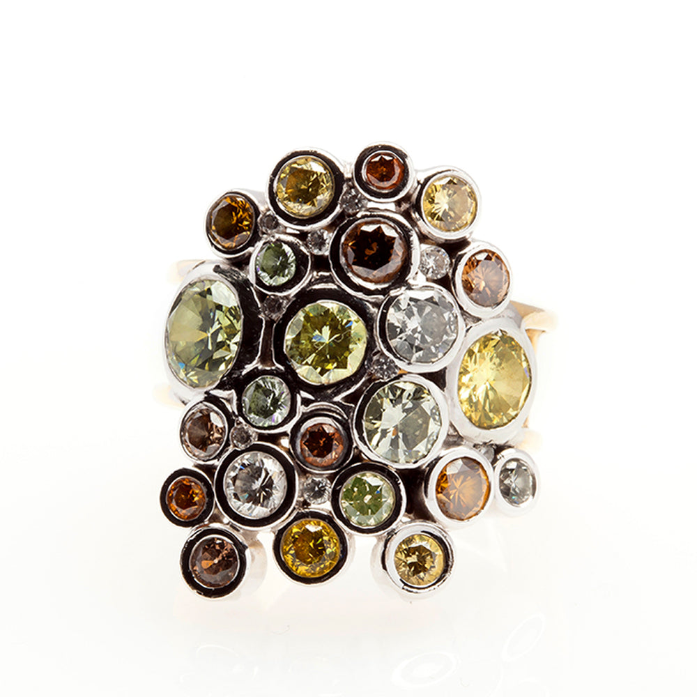Autmn Color Rings Assymetric Ring With Color Diamonds